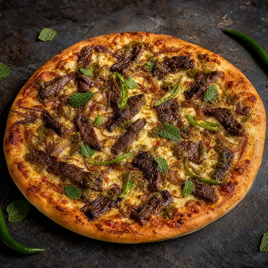 Pakistani Behari kabab special pizza
