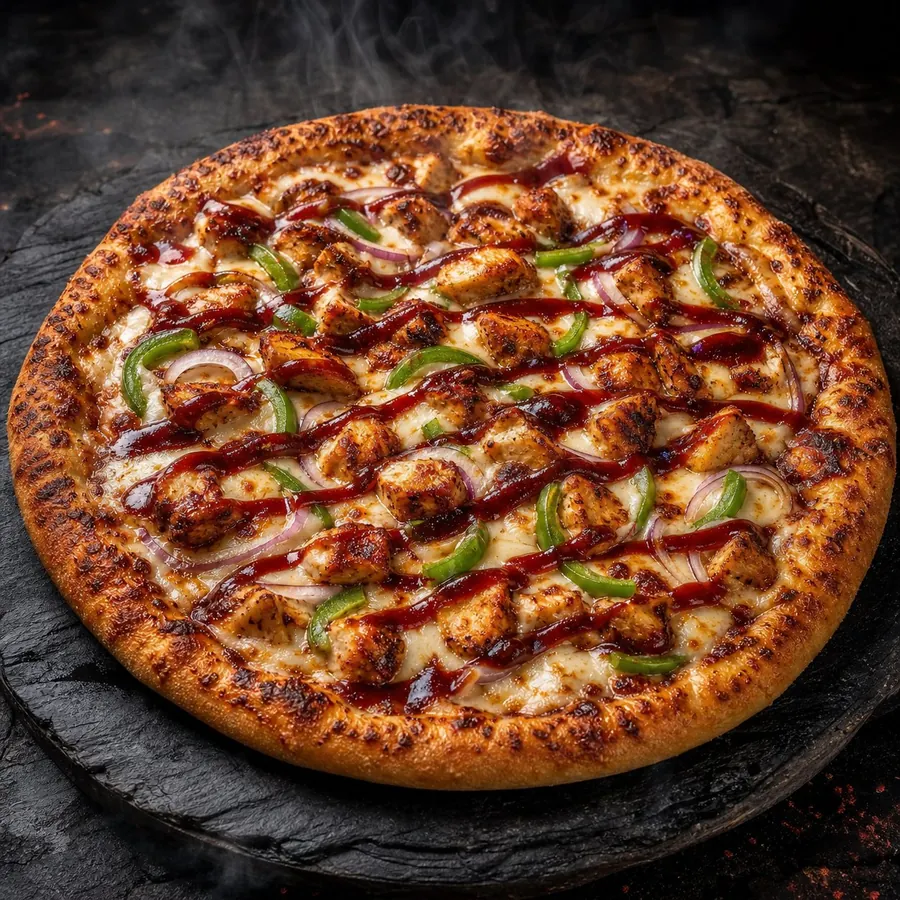 Pakistani chicken barbecue pizza