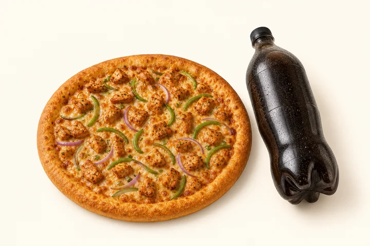 A large chicken pizza and a soft drink for Deal 6