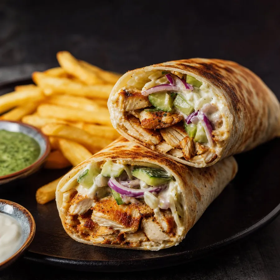 Pakistani chicken shawarma wraps